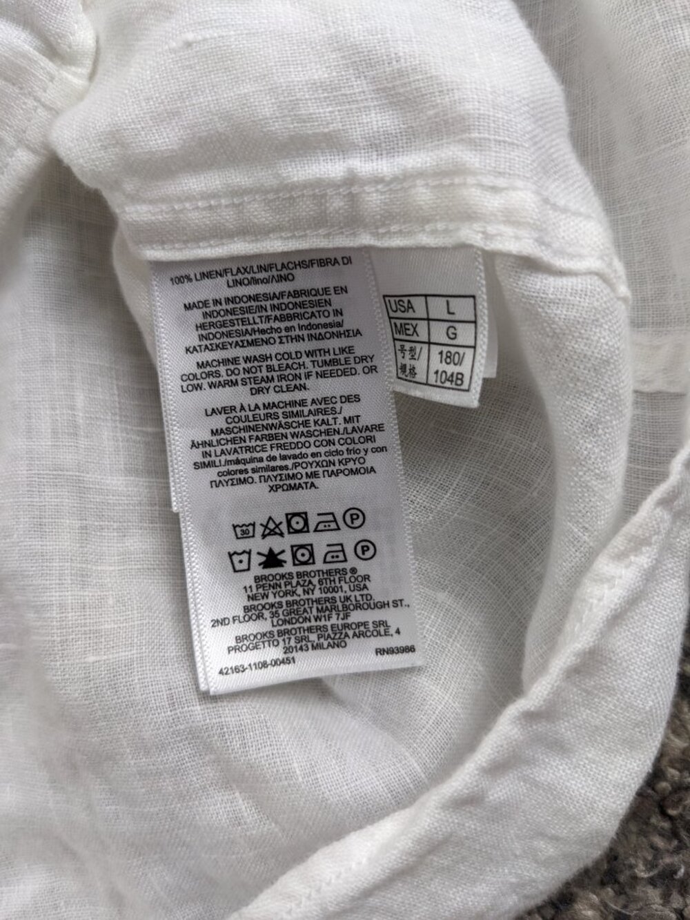 2023 Brooks Brothers Shirt 100% Linen Long Sleeve Button Down White Mens Large - Picture 4 of 10